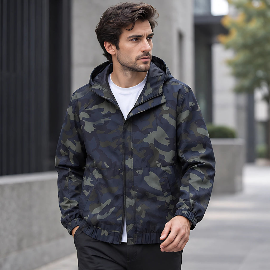 Kershaw Men's Camouflage Hooded Windbreaker Jacket - Navy - apparel - Brondals - Image 2