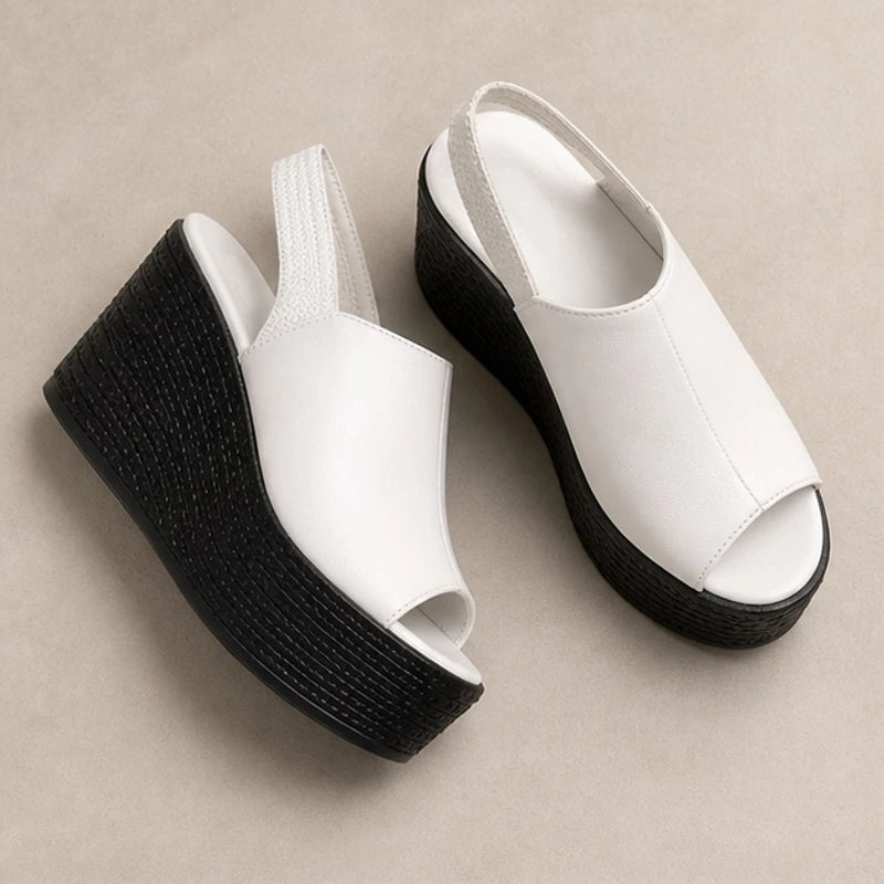 Kiera Slingback Wedge Sandal - White - Shoes - Brondals - Image 1