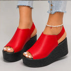 Kiera Slingback Wedge Sandal - Red - slingback sandals - Brondals - Image 4