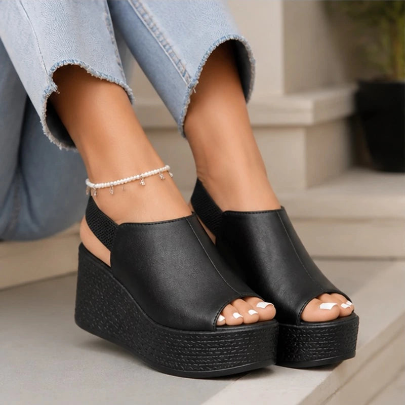 Kiera Slingback Wedge Sandal - Black - wedge sandals - Brondals - Image 3