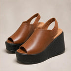 Kiera Slingback Wedge Sandal - Brown - Shoes - Brondals - Image 1