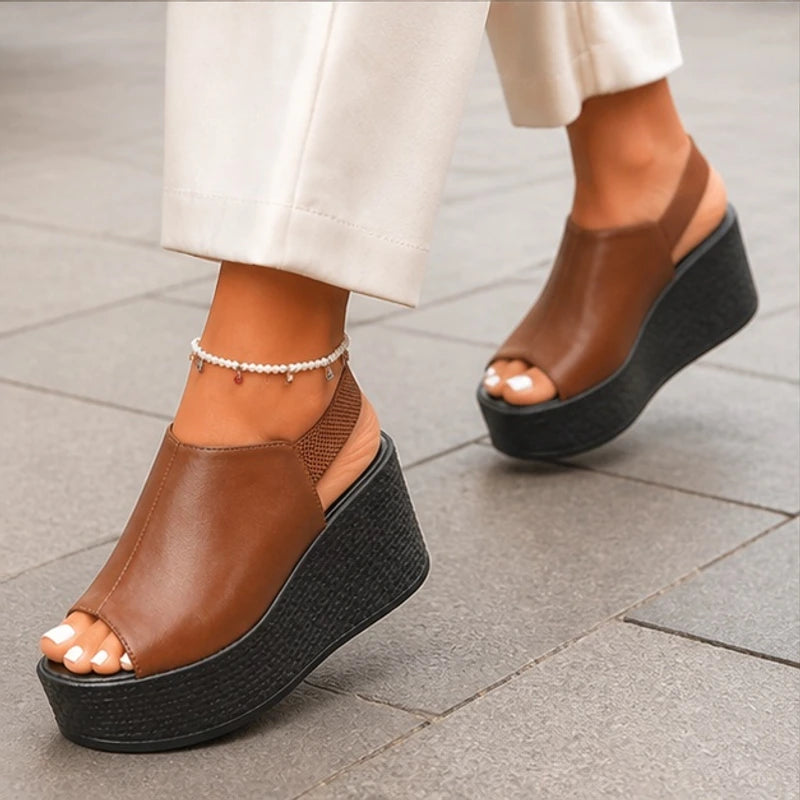 Kiera Slingback Wedge Sandal - Brown - slingback sandals - Brondals - Image 4