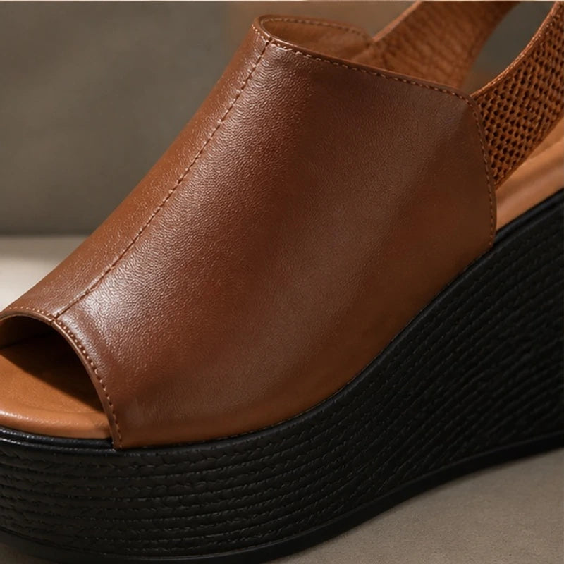 Kiera Slingback Wedge Sandal - Brown - women's sandals - Brondals - Image 2
