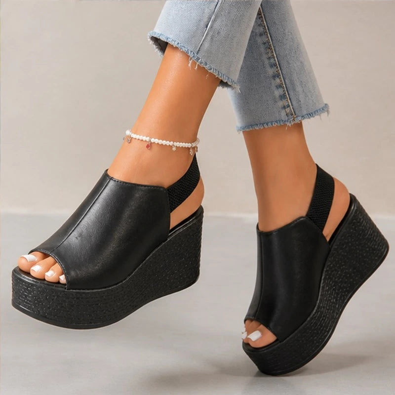 Kiera Slingback Wedge Sandal - Black - slingback sandals - Brondals - Image 4