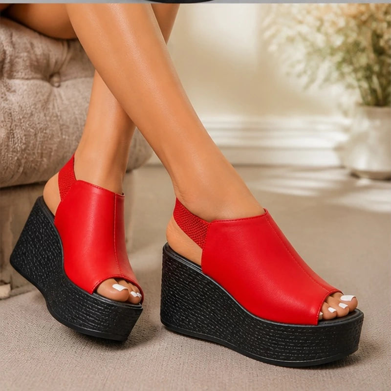 Kiera Slingback Wedge Sandal - Red - wedge sandals - Brondals - Image 3