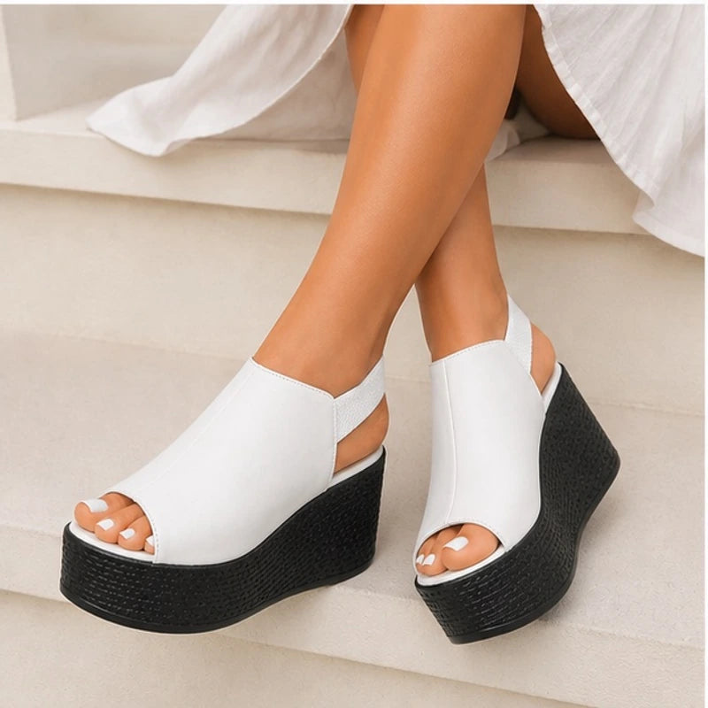 Kiera Slingback Wedge Sandal - White - wedge sandals - Brondals - Image 3