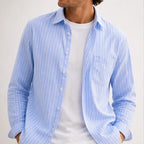 Kipling Linen Stripe Shirt - Blue - men's shirt - Brondals - Image 2