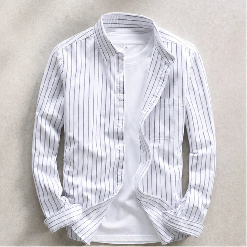 Kipling Linen Stripe Shirt - White - Shirt - Brondals - Image 1