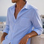 Kipling Linen Stripe Shirt - Blue - linen shirt - Brondals - Image 3