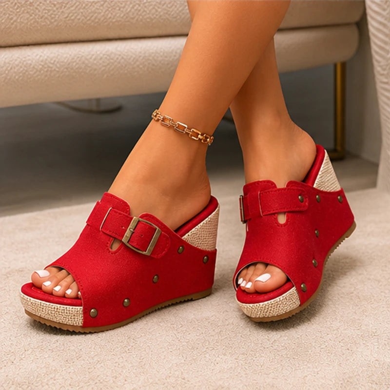 Minora Platform Sandals - Red - Sandals - Brondals - Image 1