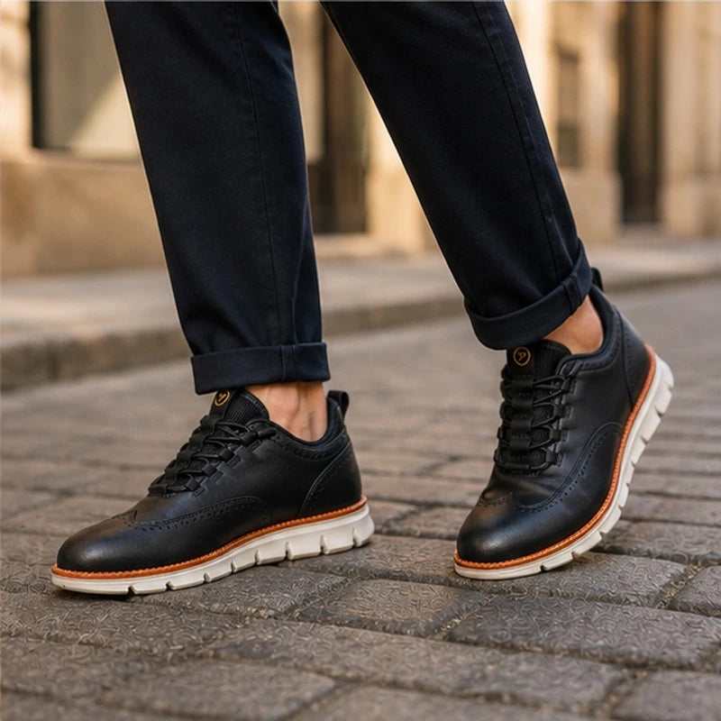 Langley Leather Wingtip Sneaker - Carbon Black - leather sneakers - Brondals - Image 3