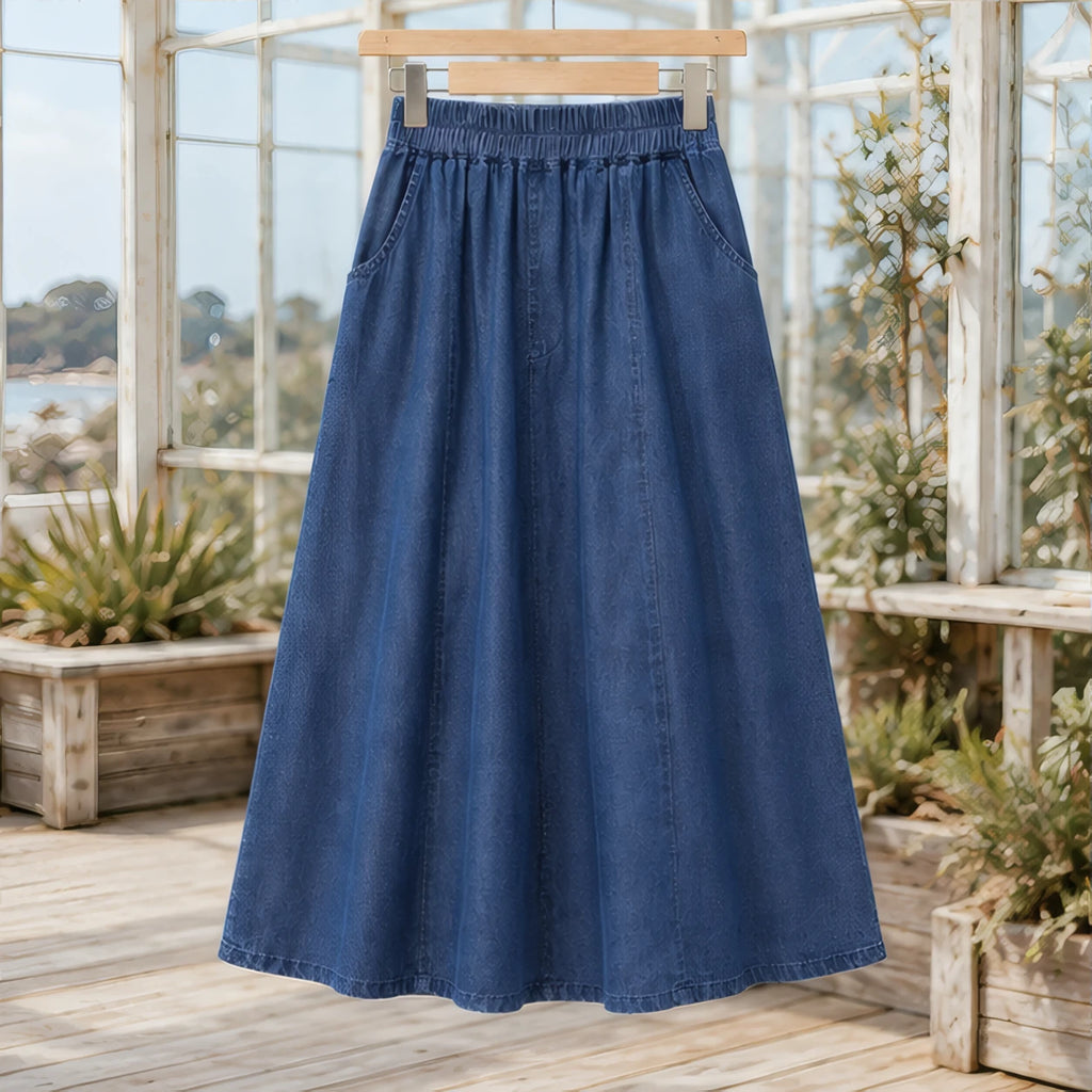 Lavinia Flowing Midi Skirt - Deep Blue - Catalog Group: Clothing - Brondals - Image 2