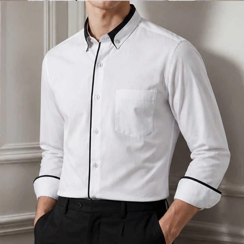 Leighton Contrast Collar Dress Shirt - White - men's shirt - Brondals - Image 2