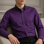 Leighton Contrast Collar Dress Shirt - Royal Purple - men's shirt - Brondals - Image 2