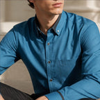 Leighton Contrast Collar Dress Shirt - Steel Blue - men's shirt - Brondals - Image 2