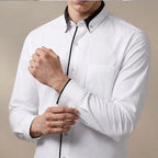 Leighton Contrast Collar Dress Shirt - White - Shirt - Brondals - Image 1