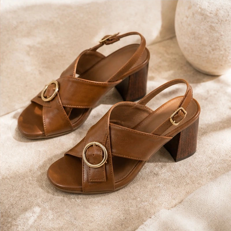 Leticia Ring Buckle Slingback Heels - Brown - slingback heels - Brondals - Image 3