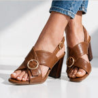 Leticia Ring Buckle Slingback Heels - Brown - ring buckle - Brondals - Image 5