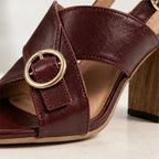 Leticia Ring Buckle Slingback Heels - Burgundy - slingback heels - Brondals - Image 3