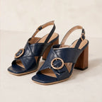 Leticia Ring Buckle Slingback Heels - Navy - women's heels - Brondals - Image 2