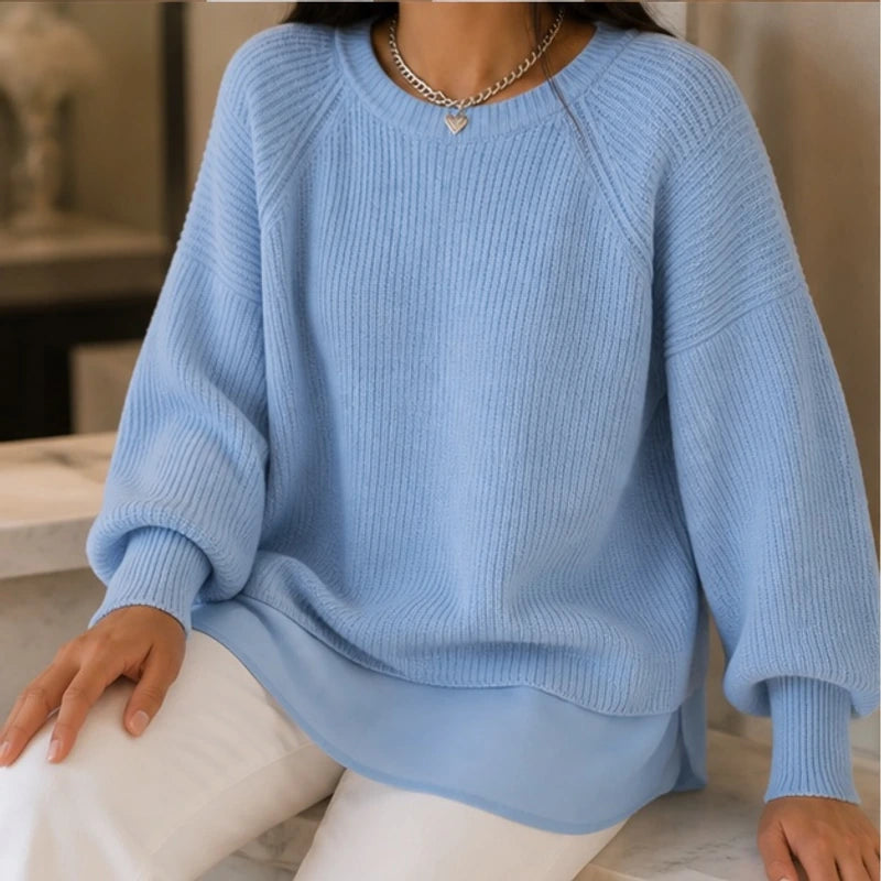 Liesel Ribbed Knit Sweater - Blue - Catalog Group: Clothing - Brondals - Image 2