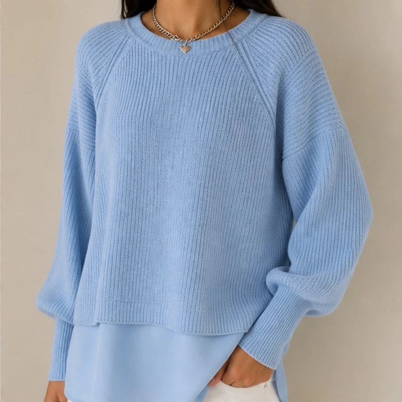 Liesel Ribbed Knit Sweater - Blue - Women's Clothing > Sweaters & Cardigans > Layered Sweaters - Brondals - Image 1
