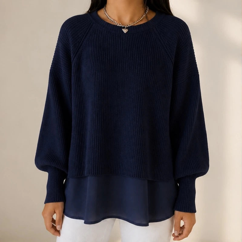 Liesel Ribbed Knit Sweater - Navy - Women's Clothing > Sweaters & Cardigans > Layered Sweaters - Brondals - Image 1