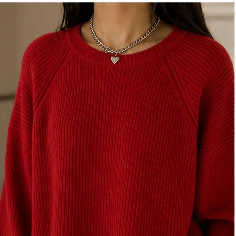 Liesel Ribbed Knit Sweater - Red - Catalog Group: Clothing - Brondals - Image 2