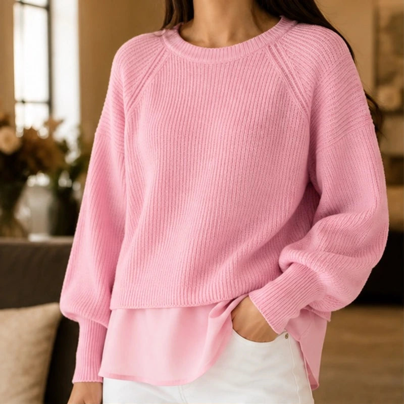 Liesel Ribbed Knit Sweater - Pink - Women's Clothing > Sweaters & Cardigans > Layered Sweaters - Brondals - Image 1