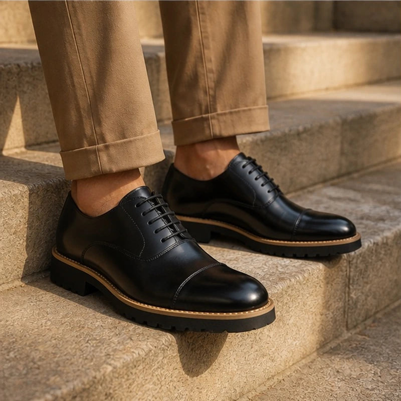 Lincoln Cushioned Leather Dress Shoes - Black - leather dress shoes - Brondals - Image 3