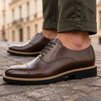 Lincoln Cushioned Leather Dress Shoes - Brown - cushioned footbed - Brondals - Image 5