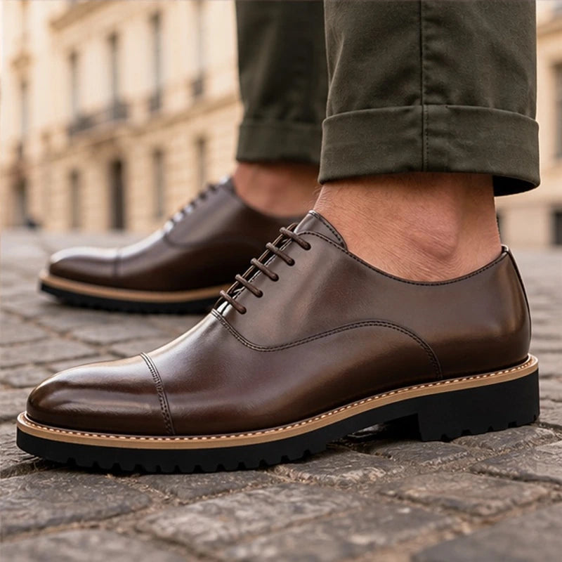 Lincoln Cushioned Leather Dress Shoes - Brown - cushioned footbed - Brondals - Image 5