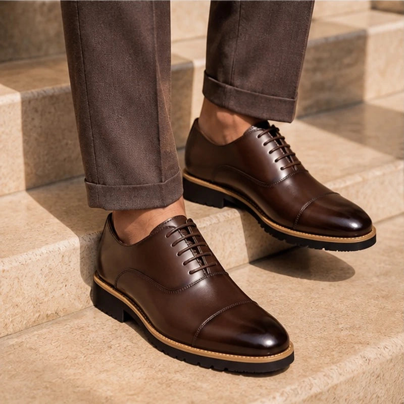 Lincoln Cushioned Leather Dress Shoes - Brown - leather dress shoes - Brondals - Image 3