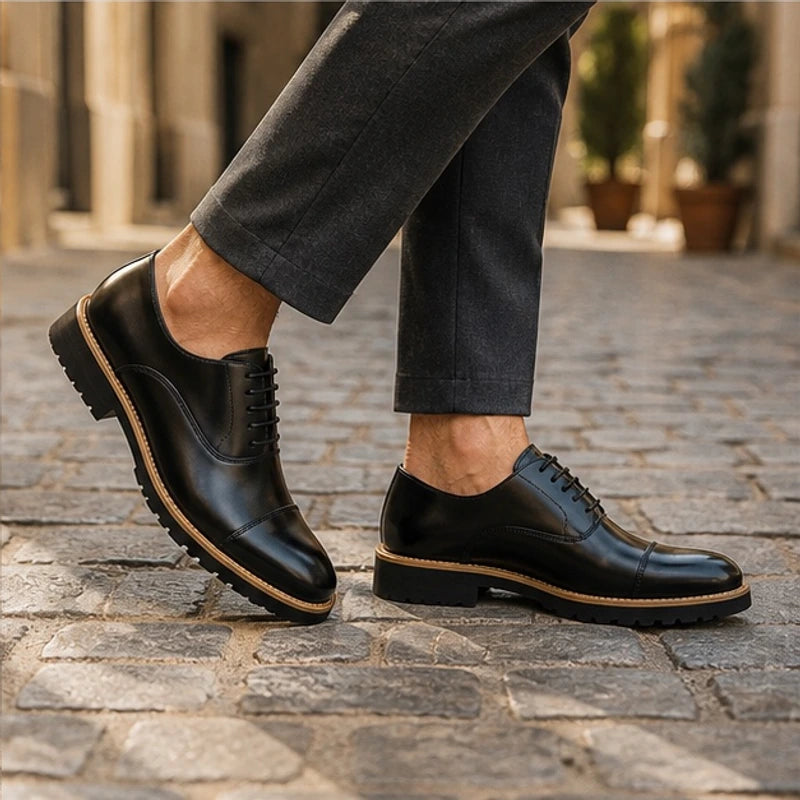 Lincoln Cushioned Leather Dress Shoes - Black - genuine leather - Brondals - Image 4