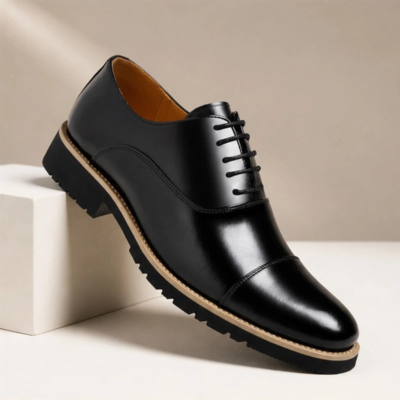 Lincoln Cushioned Leather Dress Shoes - Black - Shoes - Brondals - Image 1