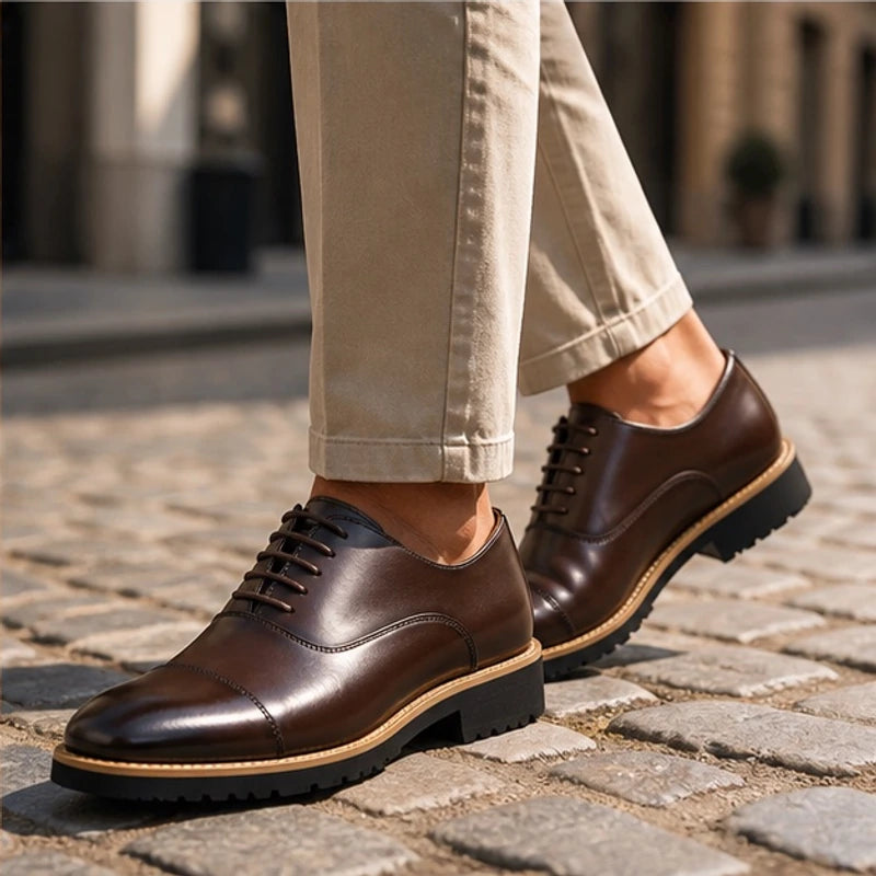 Lincoln Cushioned Leather Dress Shoes - Brown - genuine leather - Brondals - Image 4