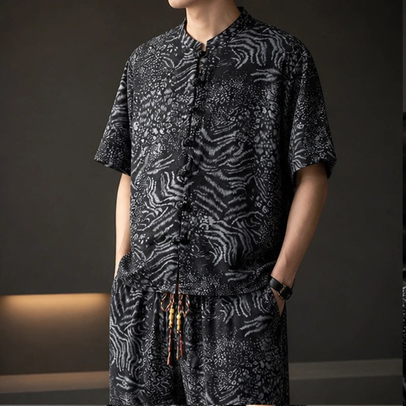 Linus Relaxed Shirt & Pant Set - Black - outfit set - Brondals - Image 2