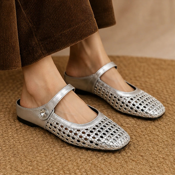 Liora Cushioned Leather Flat - Silver - leather flats - Brondals - Image 3