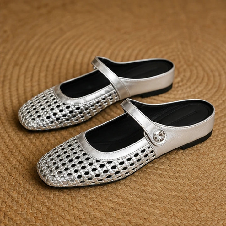 Liora Cushioned Leather Flat - Silver - women's flats - Brondals - Image 2