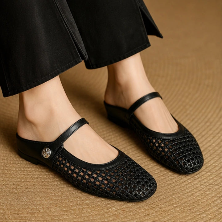 Liora Cushioned Leather Flat - Black - Shoes - Brondals - Image 1