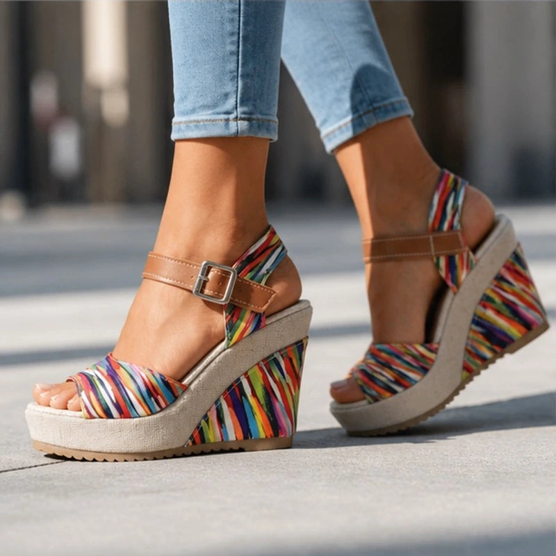 Lisette Platform Heels - Multicolor - buckle strap heels - Brondals - Image 4