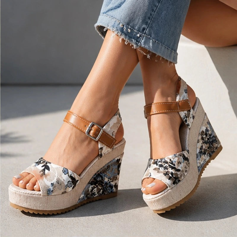 Lisette Platform Heels - Midnight Blossom - buckle strap heels - Brondals - Image 4