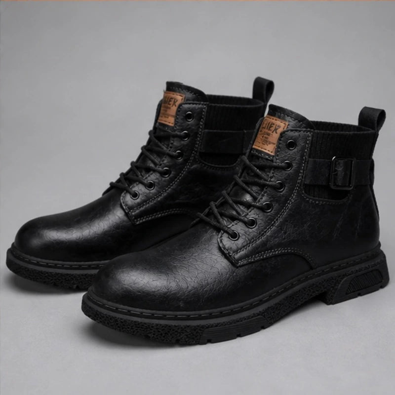 Lockwood Serrated Tread Leather Boots - Black - men's boots - Brondals - Image 2
