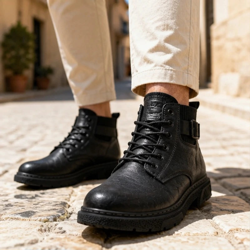 Lockwood Serrated Tread Leather Boots - Black - leather boots - Brondals - Image 3