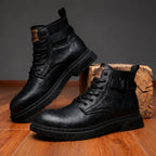 Lockwood Serrated Tread Leather Boots - Black - Boots - Brondals - Image 1