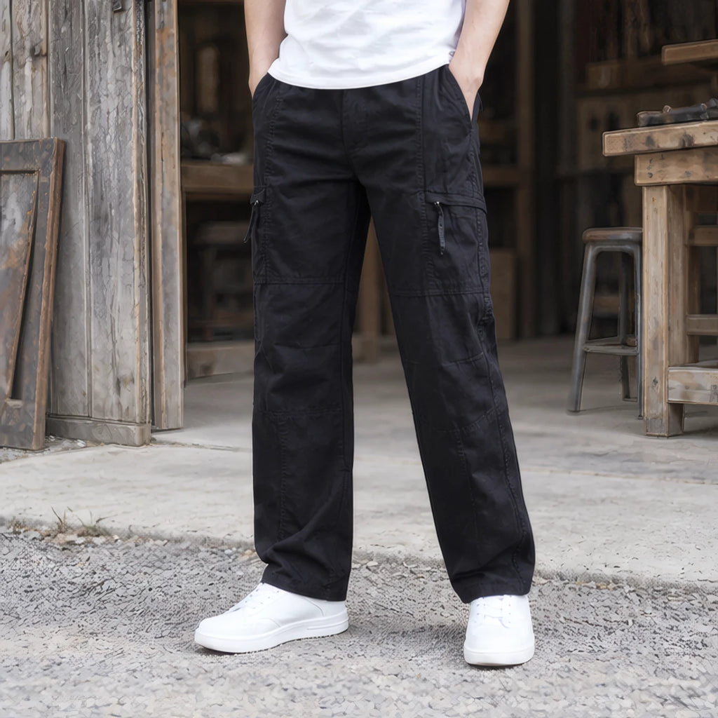 Lorcan Men's Relaxed Stretch Cargo Pants - Black - Clothing > Pants > Cargo Pants - Brondals - Image 1