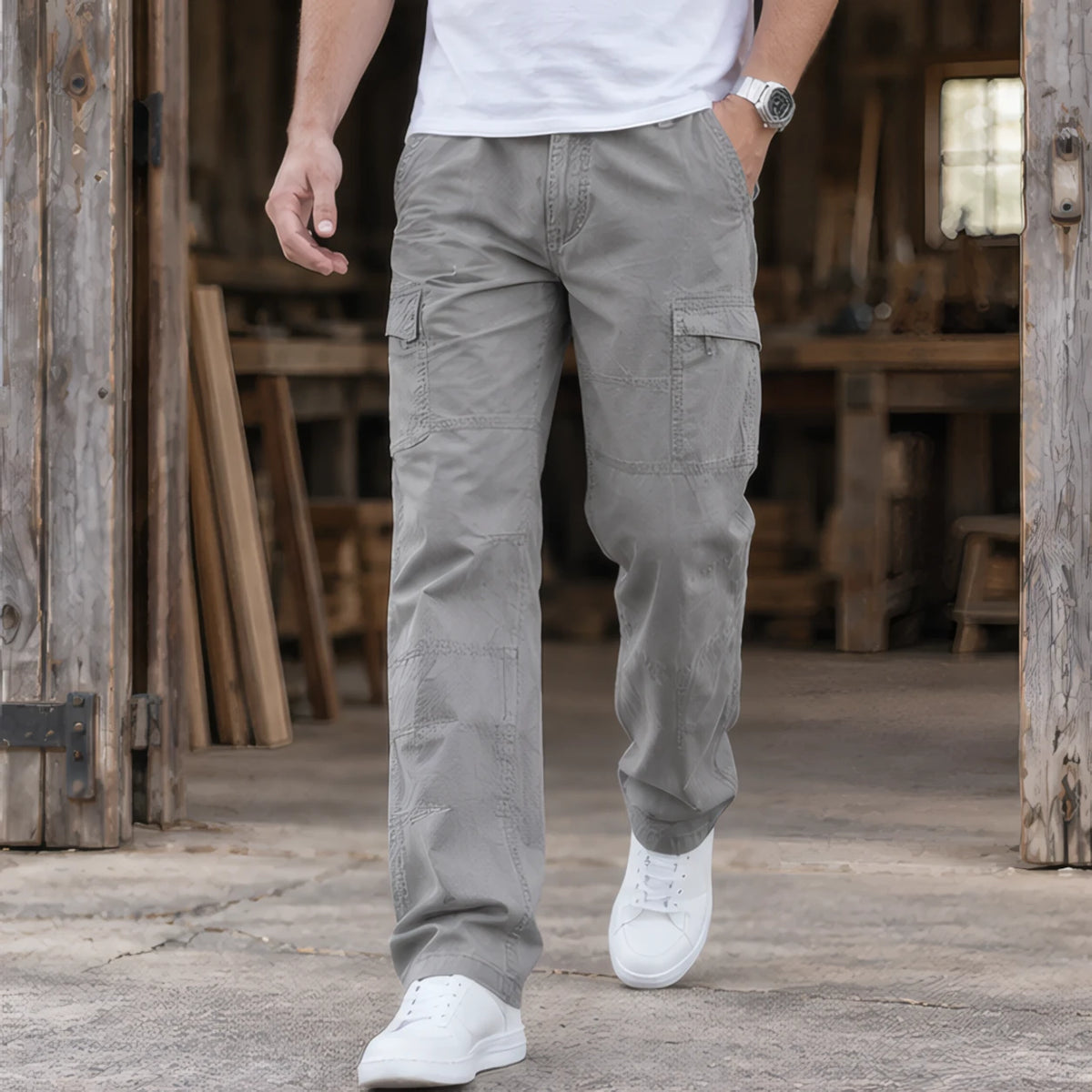 Lorcan Men's Relaxed Stretch Cargo Pants - Slate - Clothing > Pants > Cargo Pants - Brondals - Image 2