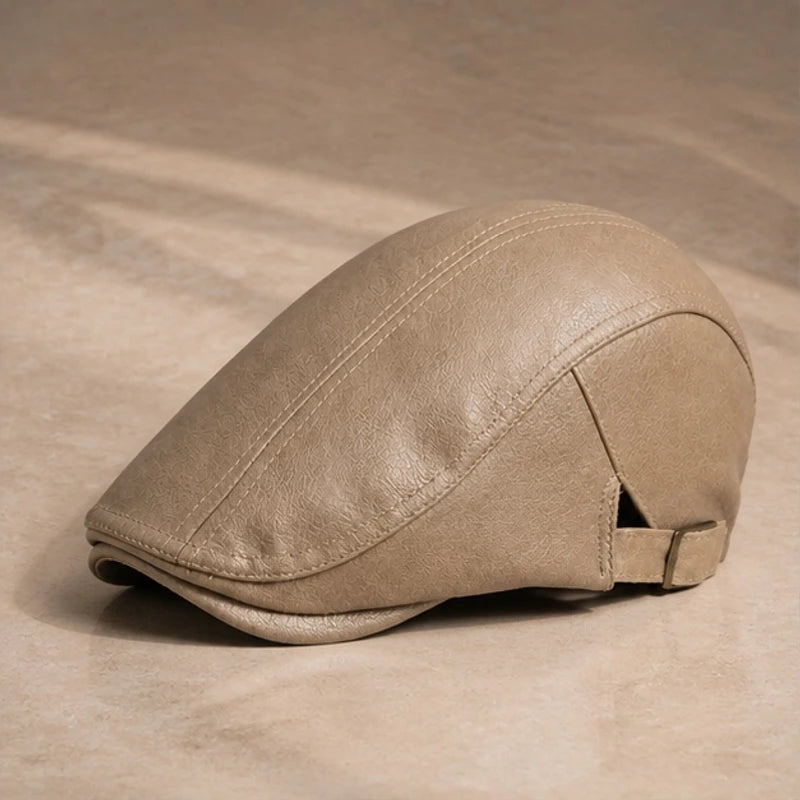 Lowell Leather Snap-Brim Cap - Khaki - Hat - Brondals - Image 1