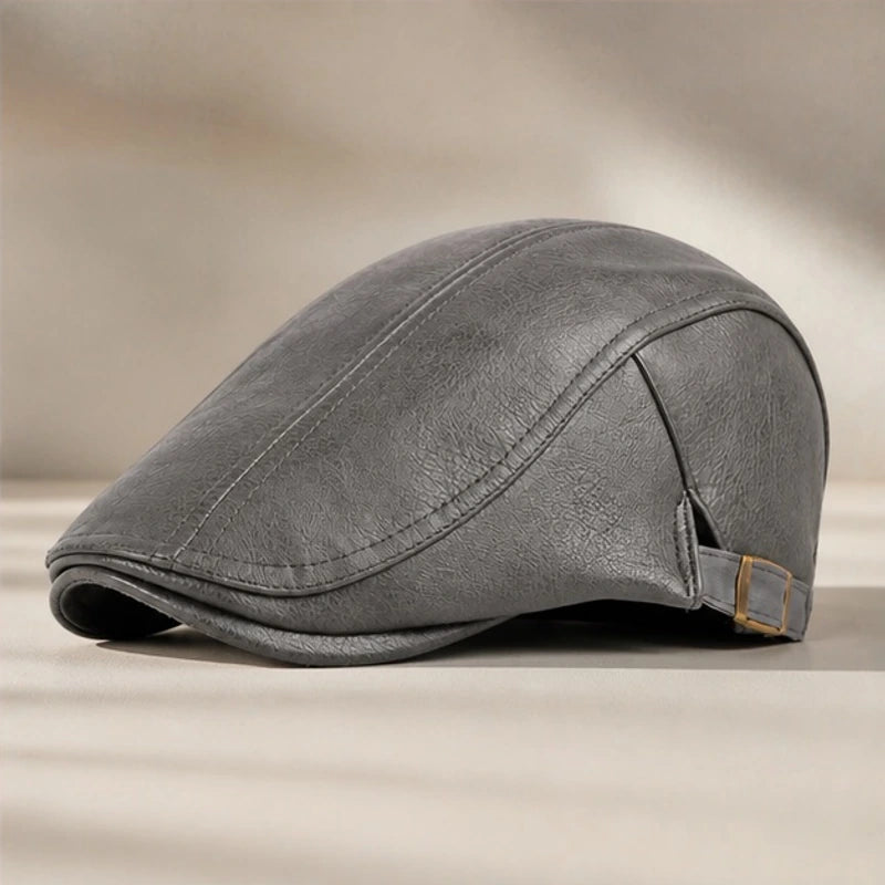 Lowell Leather Snap-Brim Cap - Gray - Hat - Brondals - Image 1