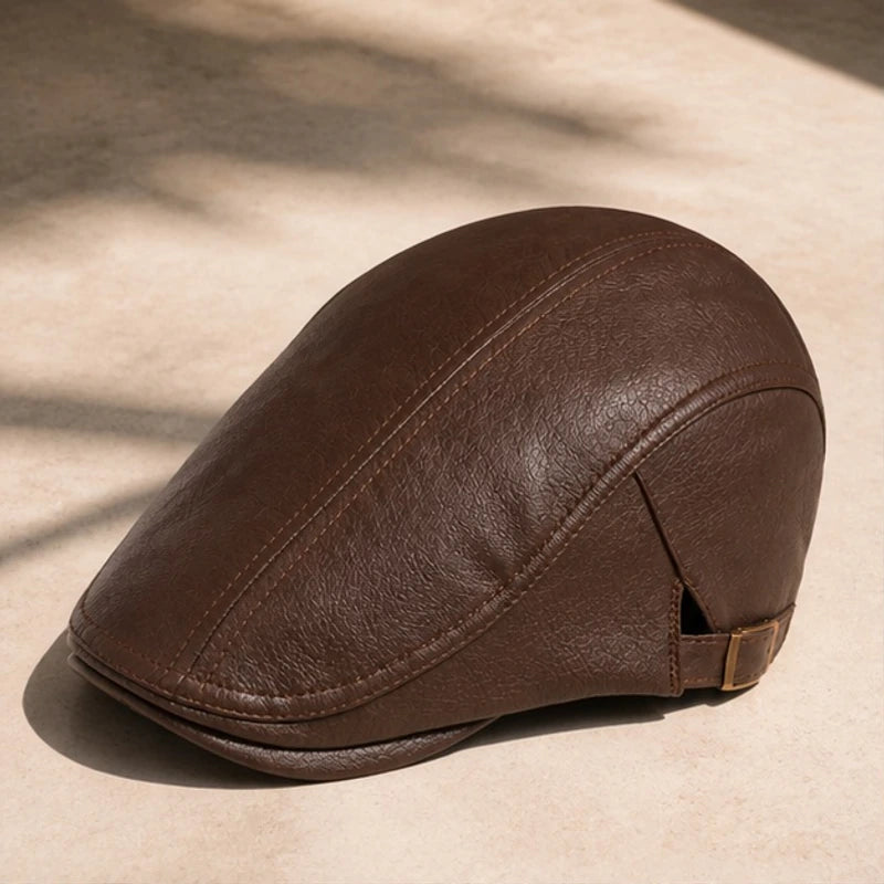 Lowell Leather Snap-Brim Cap - Coffee - Hat - Brondals - Image 1